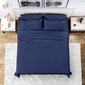 Cooling Sateen Queen Bed Sheets Set, 6 Pc Microfiber Bed Sheets, Extra Deep Pocket Queen Fitted Sheet, Flat Sheet & Pillowcases, Nav... - Cooling Hotel Quality Bedding Sheets and Pillowcases - Default Title