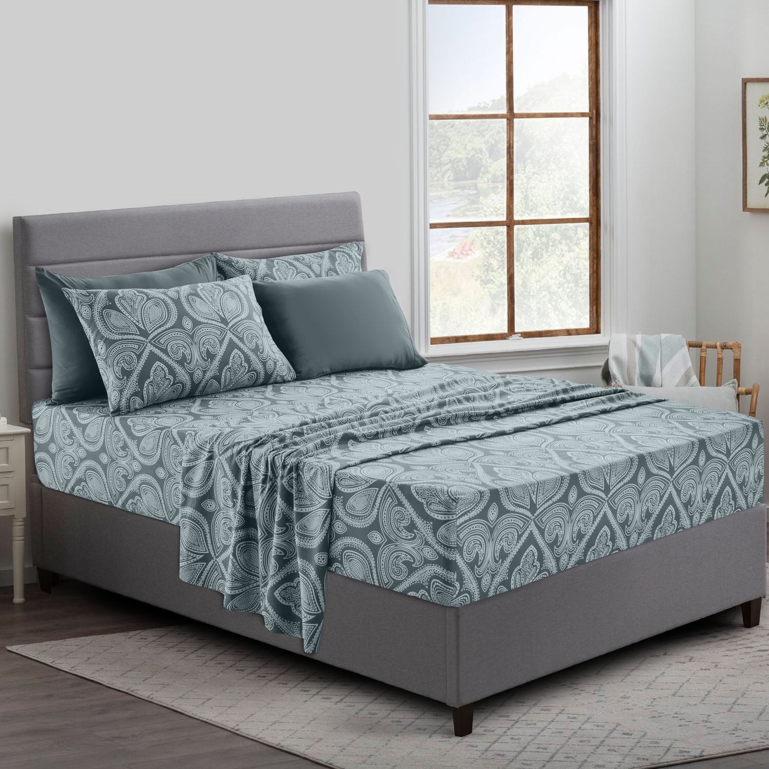 Premium Egyptian Cotton Queen Bed Sheets Set - 6 Piece Brushed Microfiber Bed Sheet - Shrinkage and Fade Resistant - (Queen, Grey) - Premium Ultra-Soft Pillowcase Pair for Sleeping - Default Title