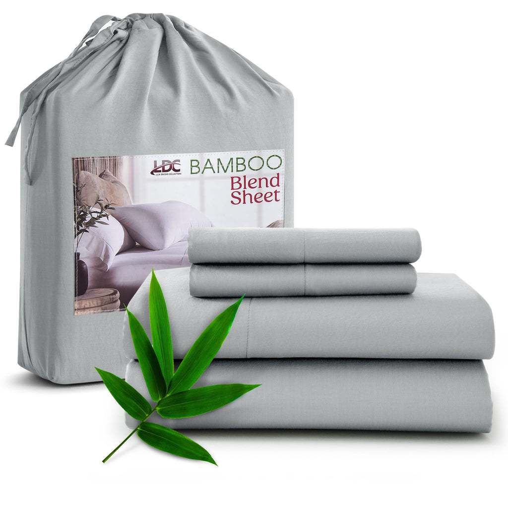 Ultra-Soft Rayon - 4 Piece Cooling Bed Sheets Set, Gray - Luxury Bed Sheet Set with Deep Pockets - Default Title