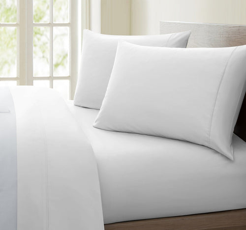 Cooling Sateen Luxurious Collection 1000 Thread Count 100% Cotton Bed Sheet Set (Twin XL, White) - Premium Ultra-Soft Pillowcase Pair for Sleeping - Default Title