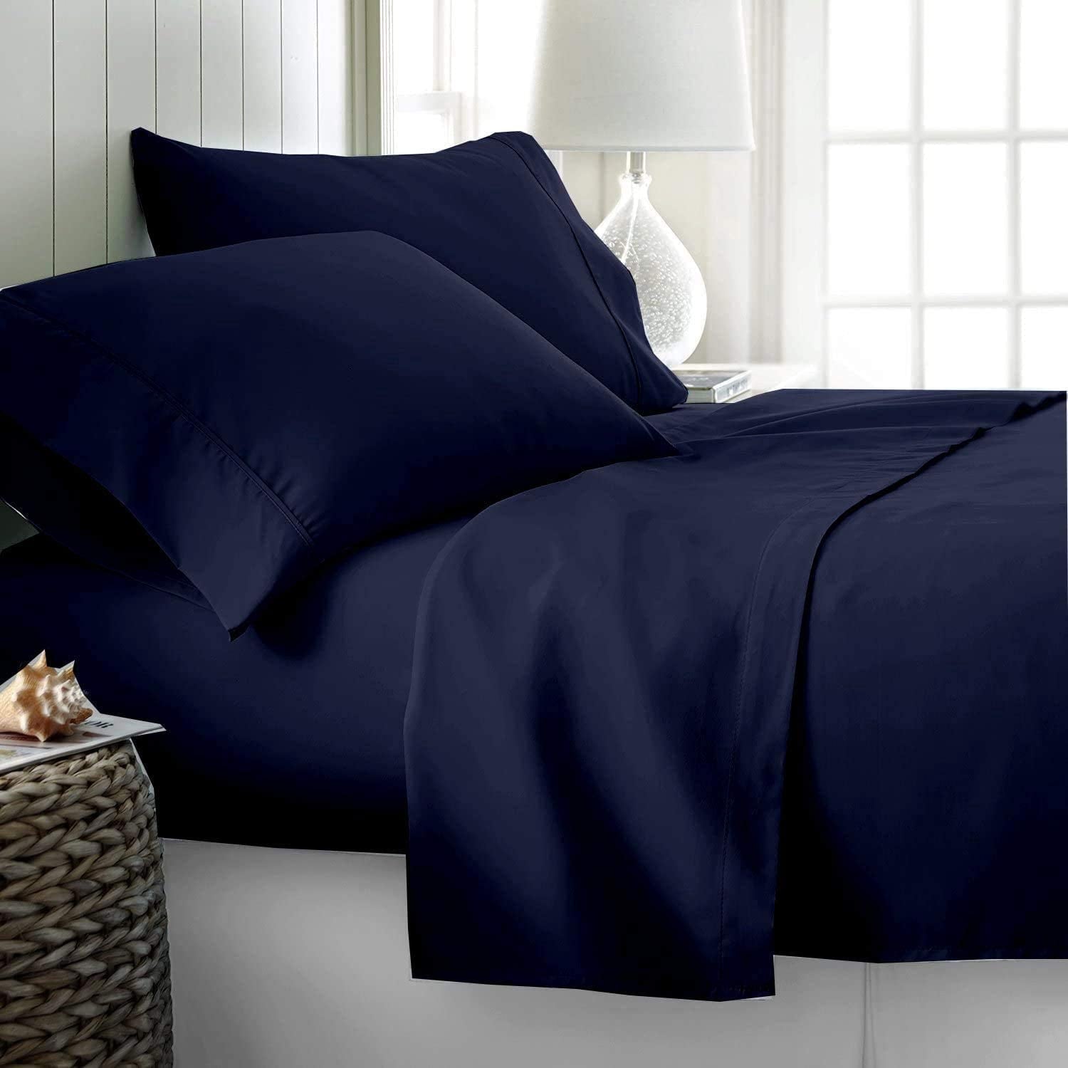 Cooling Sateen Luxury Bed Sheets Set - 800 Thread Count 100% Egyptian Cotton Sheets - 4 Piece Sheet Set Fits Mattress Upto 24 Inch D... - Premium Ultra-Soft Pillowcase Pair for Sleeping - Default Title