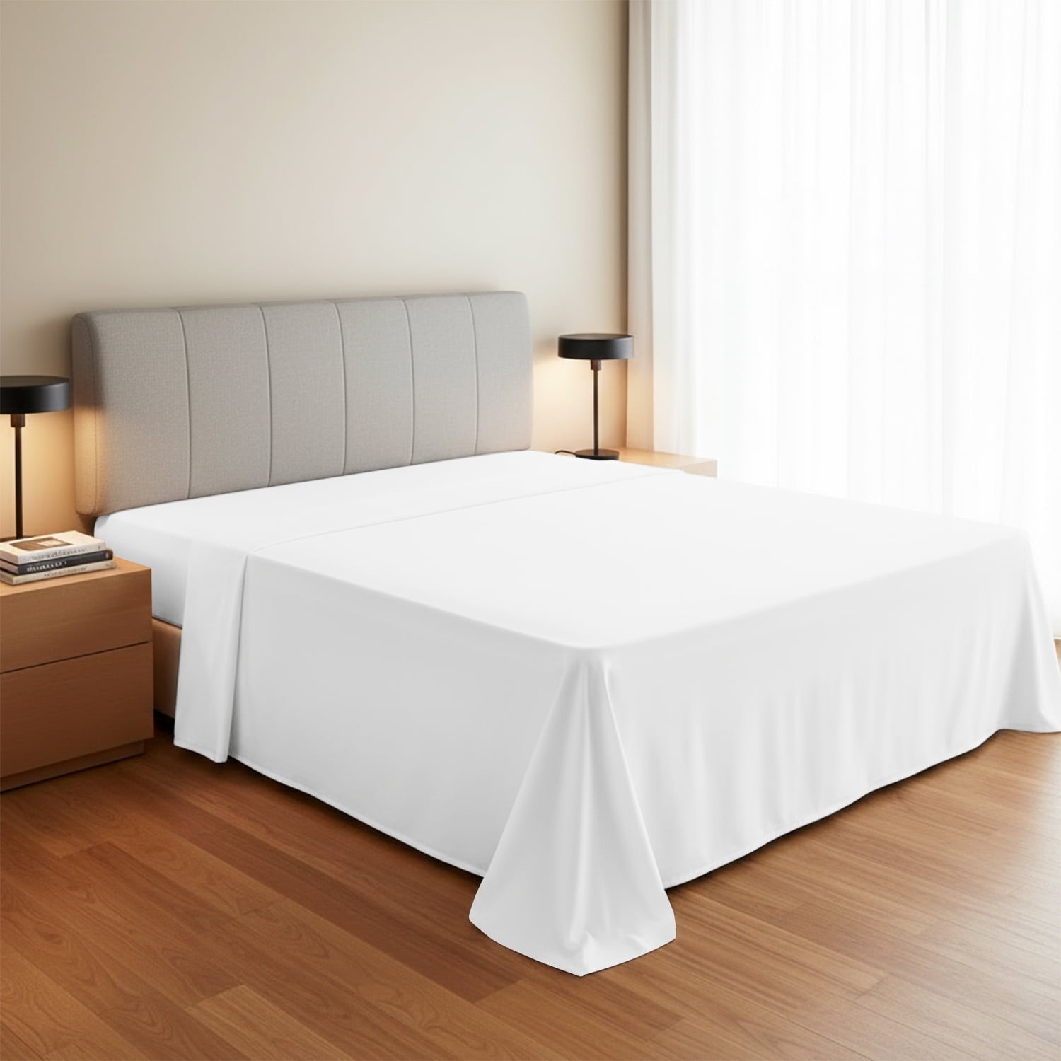 Premium Egyptian Cotton 100% Organic Cotton Percale Flat Sheet Twin Size - 1 PC Flat Sheet, White - Crisp, Cool and Strong Bed Linen, Top She... - Luxury Bed Sheet Set with Deep Pockets - Default Title