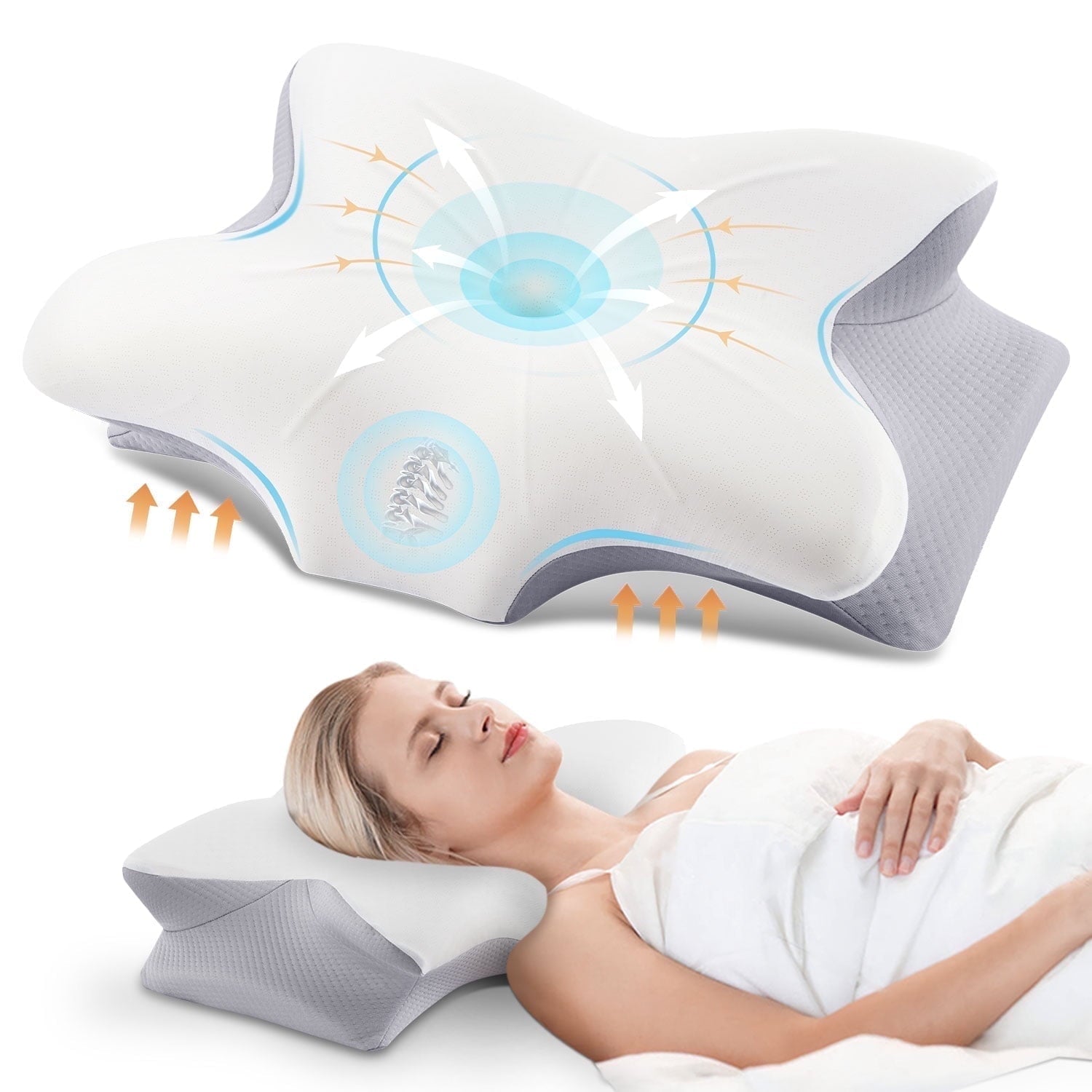 Ergonomic Memory Foam Cervical Pillow for Neck Pain Relief, Contour Memory Foam Pillows, Odorless Ergonomic Neck Pillow Adjustable Orthoped... - Orthopedic Shredded Foam Bed Pillow Set - Default Title