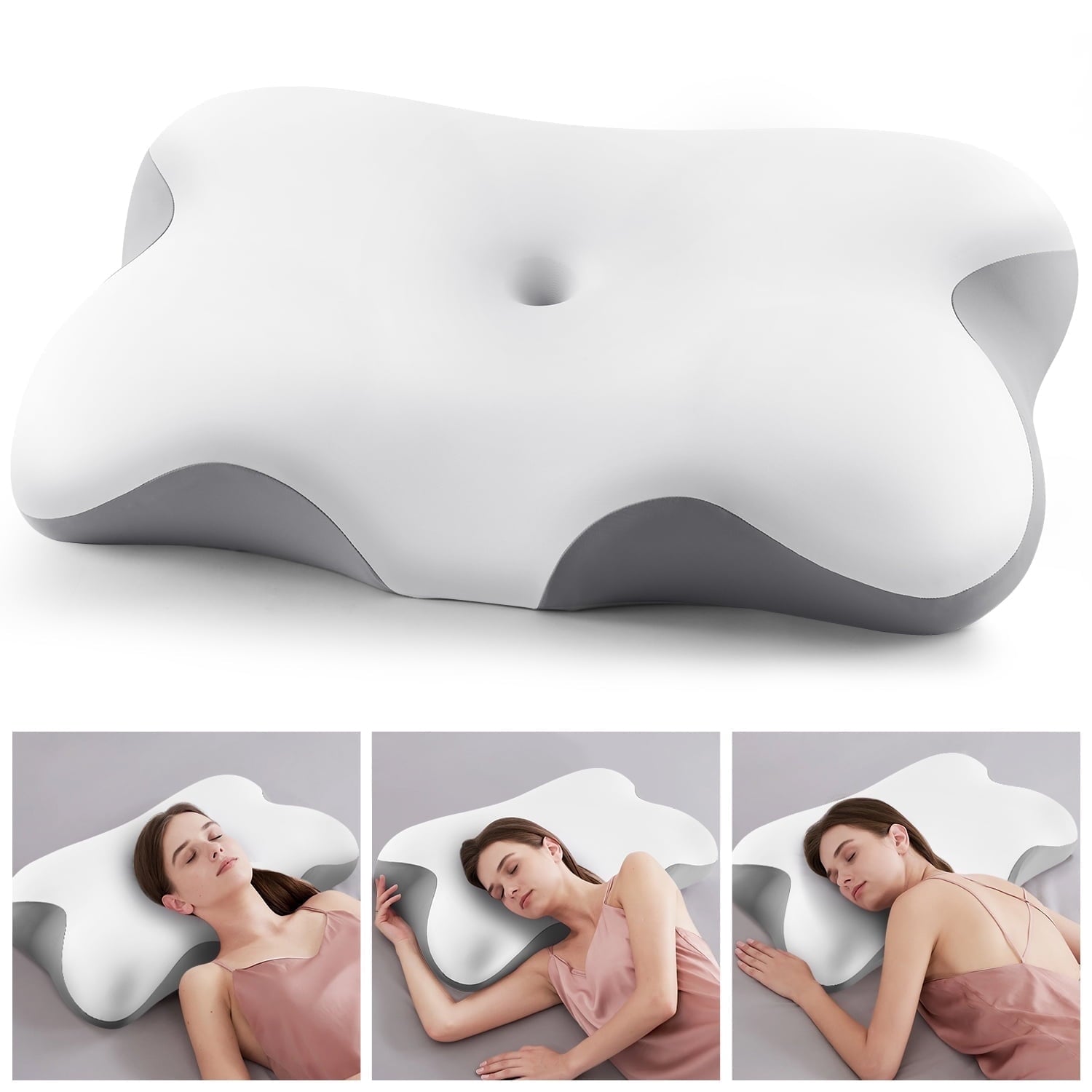 Ergonomic Memory Foam Memory Foam Bed Pillow for Pain Relief,Ergonomic Memory Foam Pillows for Sleeping for Side Back Stomach&Sleepers with... - Ergonomic Memory Foam Pillow for Neck Pain Support - Default Title