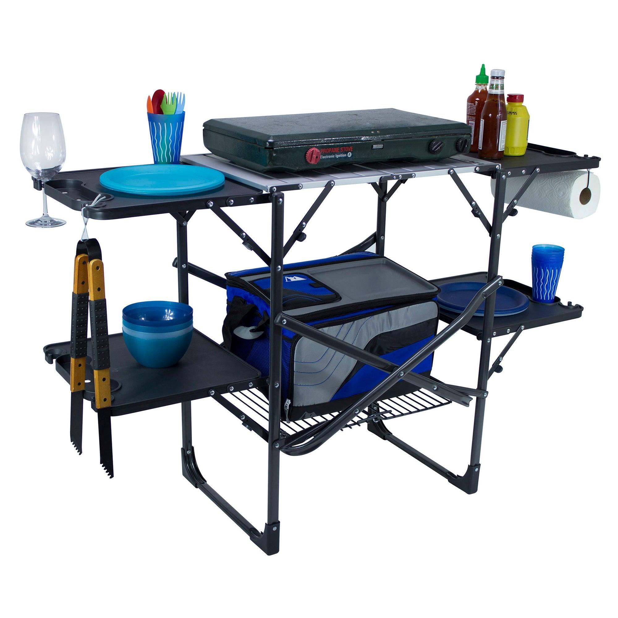 Compact Grilling Slim-Fold Cook Station - Choice 575 - Multi-Purpose Outdoor Culinary Cooking Set Detail