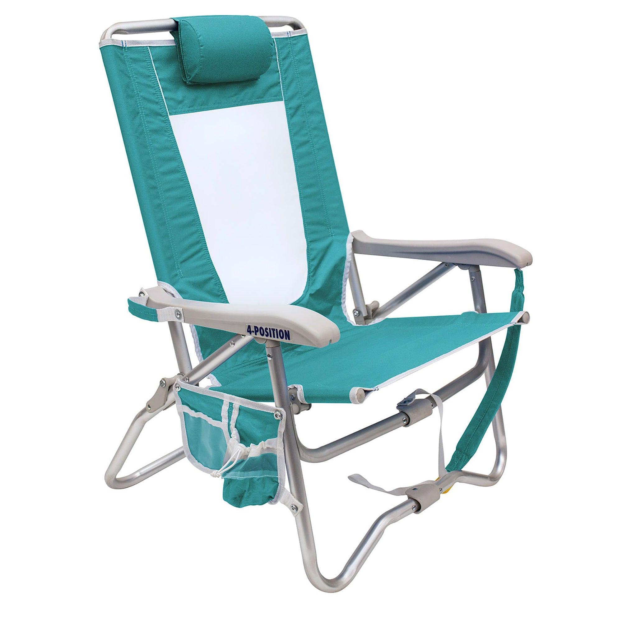 Backpack Travel Bi-Fold Beach Chair - Choice 601 - Rust-Resistant Aluminum Sand-Friendly Lounge Chair - Seafoam