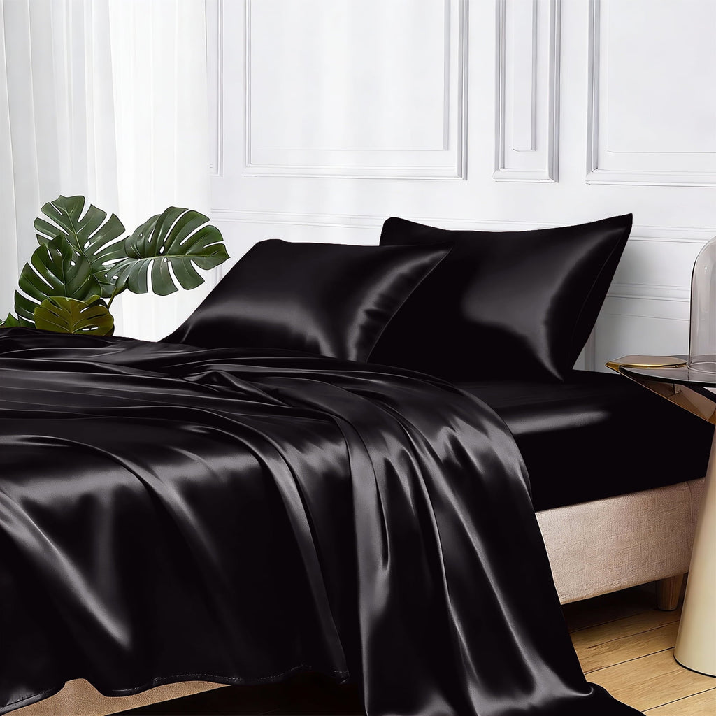 Ultra-Soft Set Queen 4 Pcs, Silky Elegant Luxurious Queen Size Bed s, with Flat , Deep Pocket Fitted for Mattress and Matching P... - Cooling Hotel Quality Bedding Sheets and Pillowcases - Default Title
