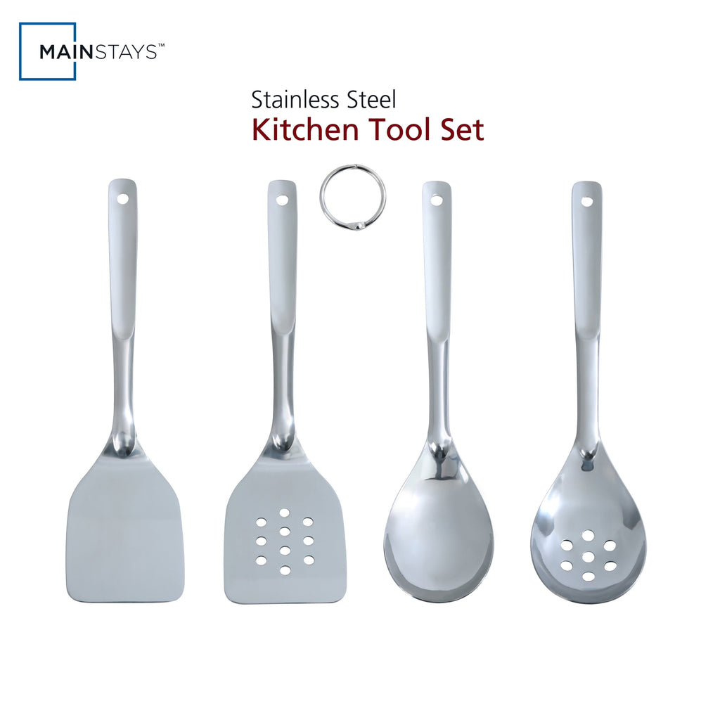 High-Precision Stainless Steel 4-Piece Utensil Set: Includes Spatula, Slotted Spatula, Spoon, and Slotted Spoon - Heavy Duty Stainless Steel Kitchen Shears - Default Title