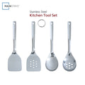 Premium Silicone Stainless Steel 4-Piece Utensil Set: Includes Spatula, Slotted Spatula, Spoon, and Slotted Spoon - Ergonomic Kitchen Tongs and Cooking Spoon Utensil - Default Title