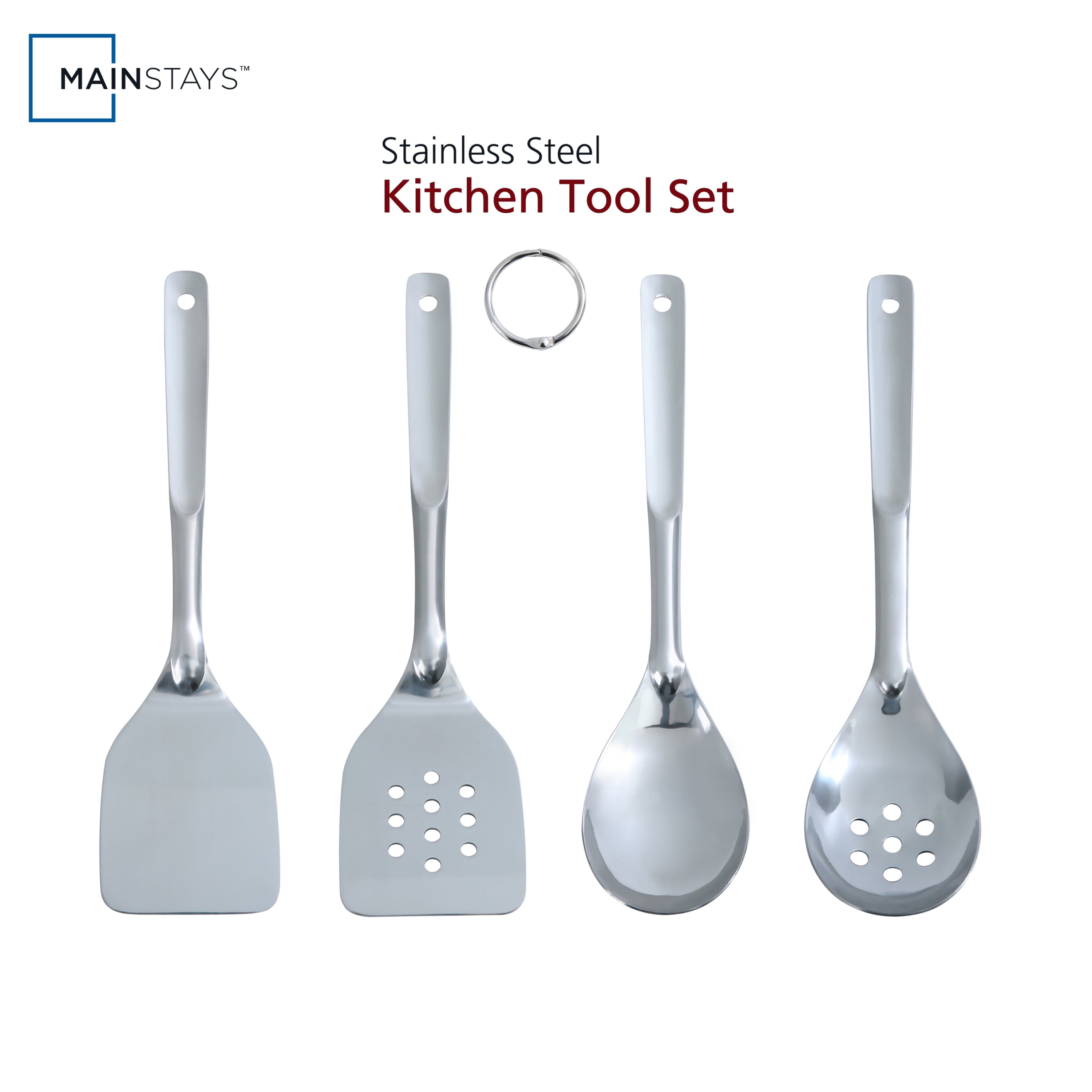 Premium Silicone Stainless Steel 4-Piece Utensil Set: Includes Spatula, Slotted Spatula, Spoon, and Slotted Spoon - Ergonomic Kitchen Tongs and Cooking Spoon Utensil - Default Title