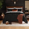 Fluffy Down Alternative Full/Queen Comforter Set, All-Season, 5-Piece, Black Jacquard Geo - Hypoallergenic Ultra-Fluffy Quilt for Winter - Default Title