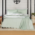 Heavyweight Warmth Full/Queen Comforter Set, All-Season, 5-Piece, Sage Pick Stitch Scallop - Hypoallergenic Ultra-Fluffy Quilt for Winter - Default Title