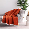 Decorative Knitted Reversible Printed Velvet Plush and Hampshire Faux Shearling Soft Throw Blanket, Standard Size, Auburn Sun - Luxury Knitted Decorative Throw Blanket with Fringes - Default Title