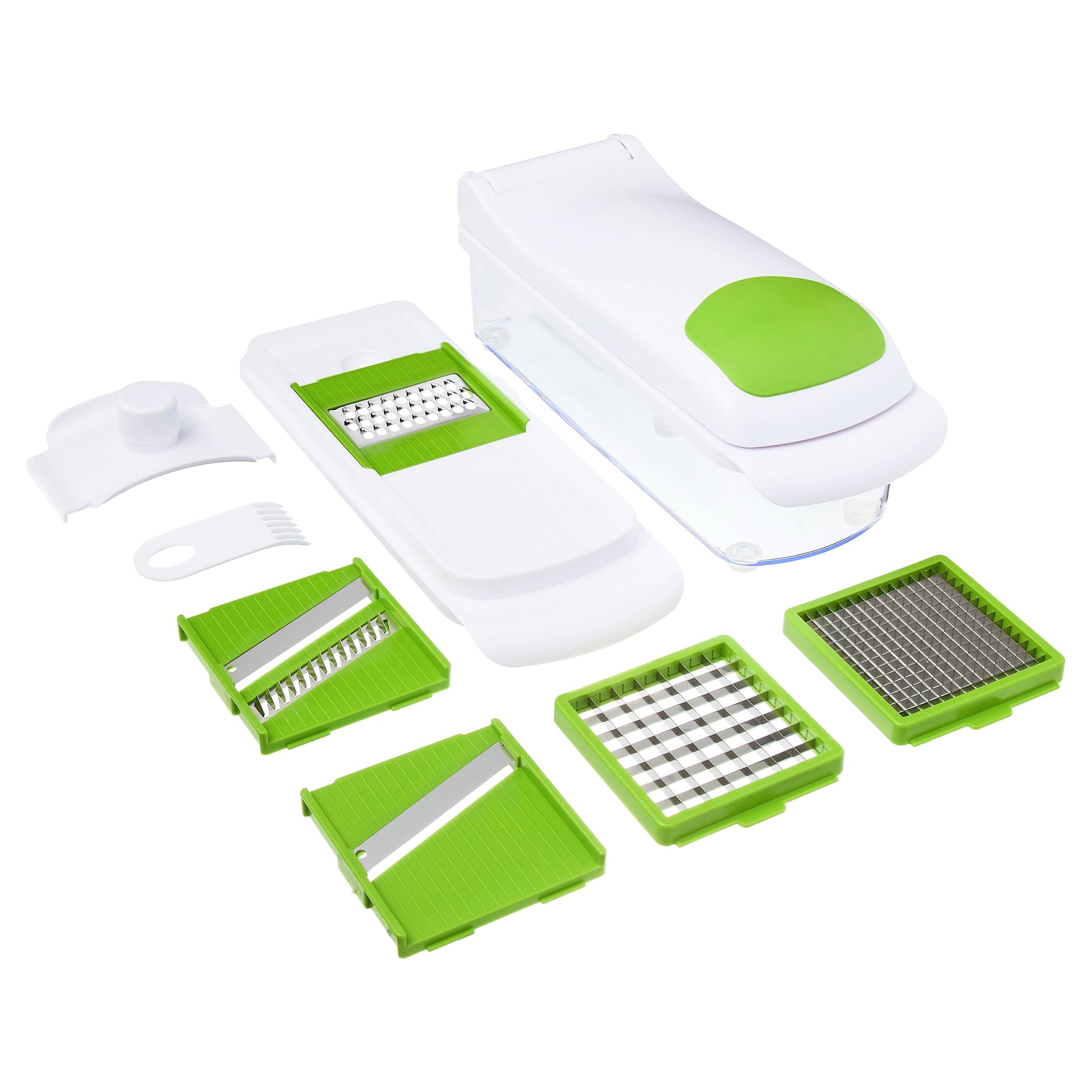 Multi-Functional 11 Pieces Multi-Function Nice Dicer and Mandoline, Stainless Steel, Green Glaze, 820g - Kitchen Gadget Tool for Quick Food Prep - Default Title
