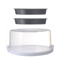 Time-Saving 12 inch Clear Cake Carrier with 2pk 9 inch Gray Round Pans, Carbon Steel - Innovative Kitchen Helper for Modern Cooking - Default Title