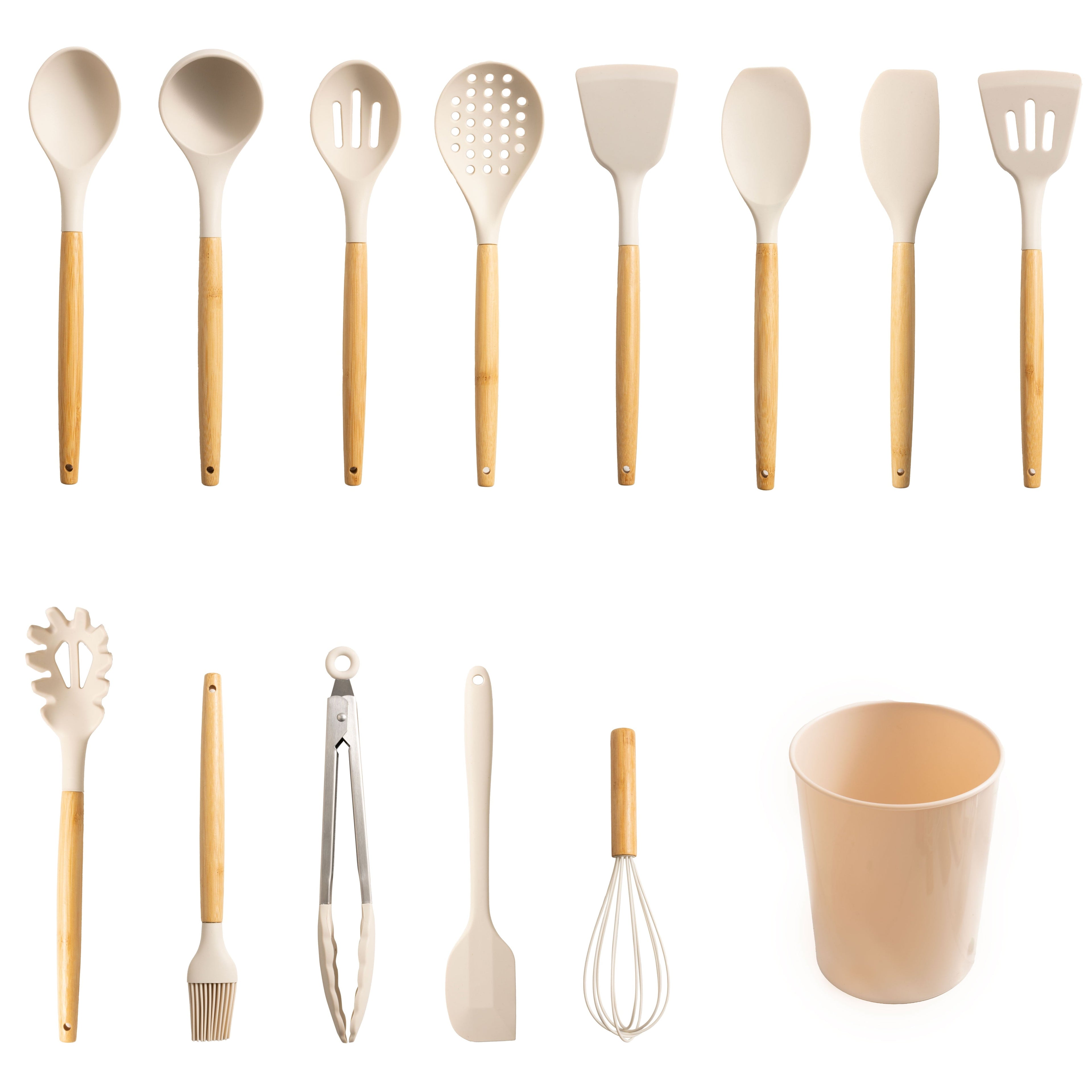 Heat-Resistant Silicone & Bamboo Cooking Utensil Set, 14 Pieces - Heat-Resistant Silicone Cooking Spatula Turner - Default Title