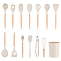 Ergonomic Cooking 14pcs Cooking Utensil Set with Caddy - Heat-Resistant Silicone Cooking Spatula Turner - Default Title