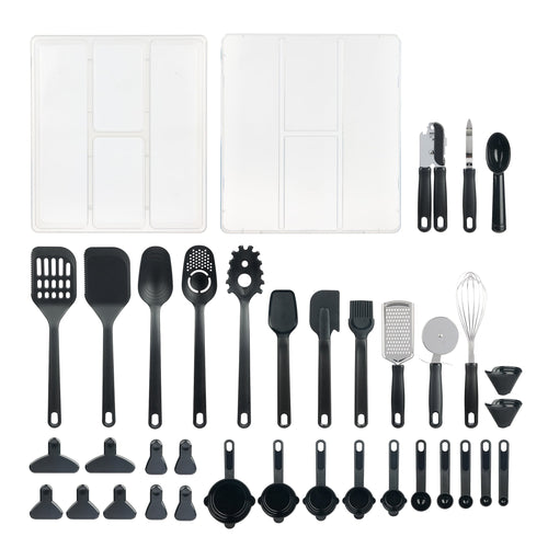 Chef-Quality 36 Piece Kitchen Gadget Set with Kitchen Cooking Utensils, and Drawer Organizer, Black - Heavy Duty Stainless Steel Kitchen Shears - Default Title