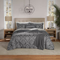 All-Season Full/Queen Comforter Set, All-Season, 5-Piece, Grey Jacquard Damask - Hypoallergenic Ultra-Fluffy Quilt for Winter - Default Title