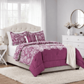 Heavyweight Warmth 5-Piece Jacquard Comforter Set with Decor Pillow and Throw Purple Flocking Embroidery Bedding Set, Full/Queen - Luxurious Quilted Duvet Cover Set - Default Title