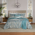 Luxurious Quilted Full/Queen Comforter Set, All-Season, 5-Piece, Teal Jacquard Medallion - Cloud-Like Soft Lightweight Bed Comforter - Default Title