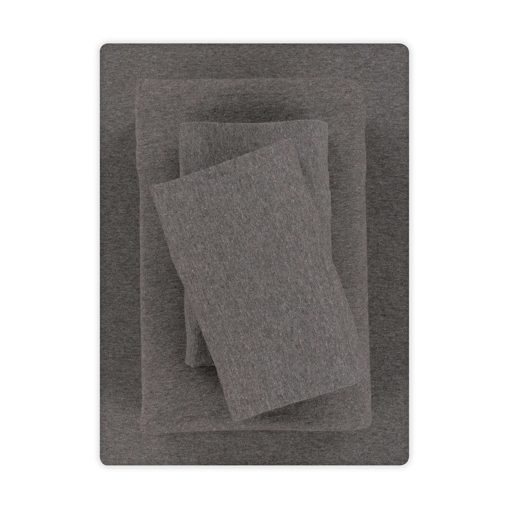 Cooling Sateen Cotton Rich Extra Soft Jersey Bed Sheet Set, Queen, Charcoal, 4 Pieces - Premium Ultra-Soft Pillowcase Pair for Sleeping - Default Title