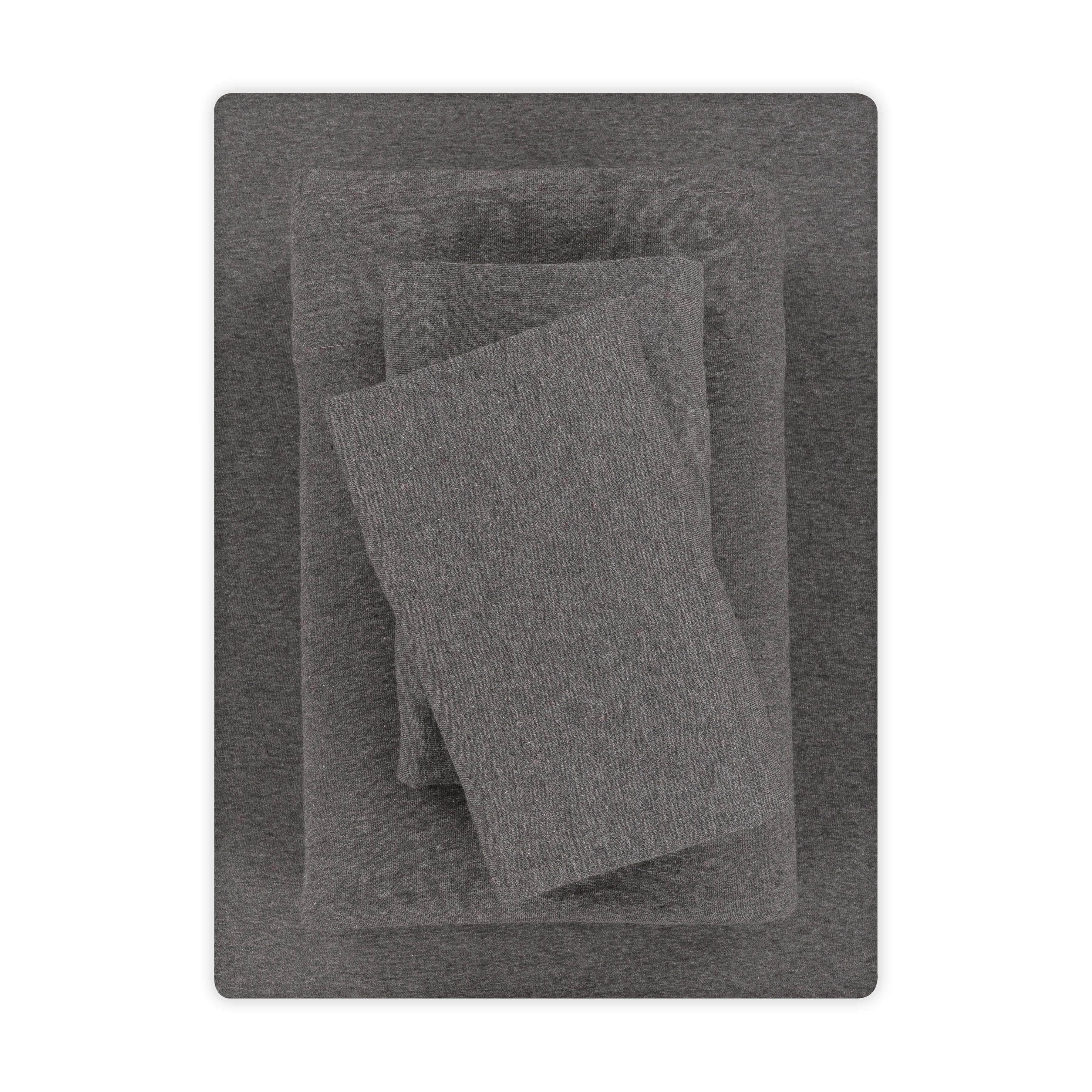 Cooling Sateen Cotton Rich Extra Soft Jersey Bed Sheet Set, Queen, Charcoal, 4 Pieces - Premium Ultra-Soft Pillowcase Pair for Sleeping - Default Title