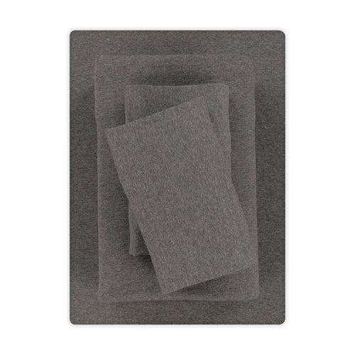 Cooling Sateen Cotton Rich Extra Soft Jersey Bed Sheet Set, Queen, Charcoal, 4 Pieces - Premium Ultra-Soft Pillowcase Pair for Sleeping - Default Title