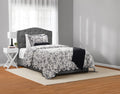 All-Season Floral Scallop 4-Piece White/Black Comforter Set, Twin/Twin XL - All-Season Down Alternative Comforter Insert - Default Title