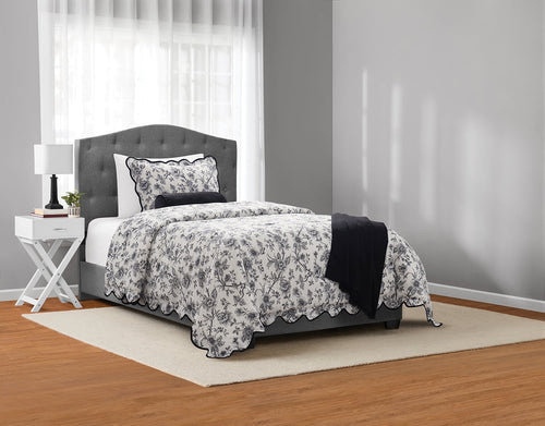 All-Season Floral Scallop 4-Piece White/Black Comforter Set, Twin/Twin XL - All-Season Down Alternative Comforter Insert - Default Title