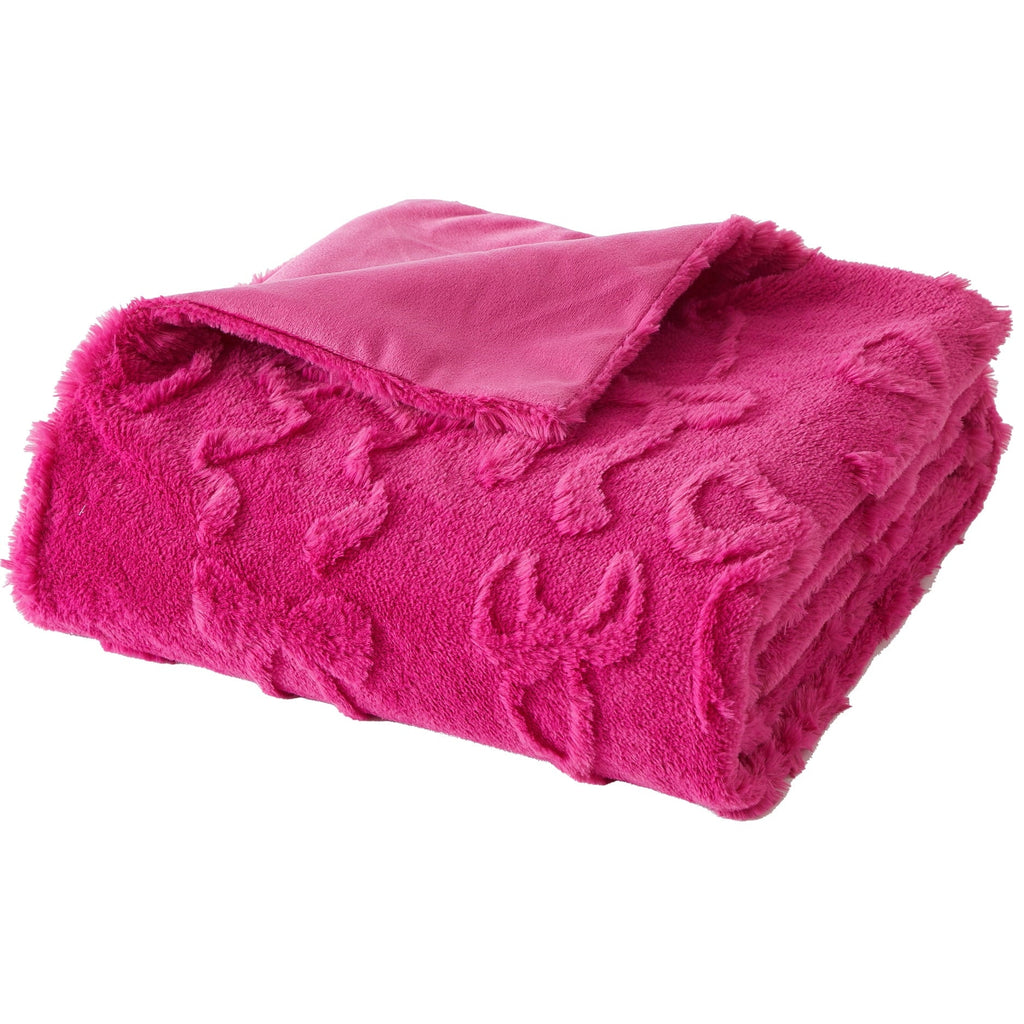 Reversible Sherpa Gen Z 50" x 60"Carved Bow Faux Fur Throw - Luxury Knitted Decorative Throw Blanket with Fringes - Default Title