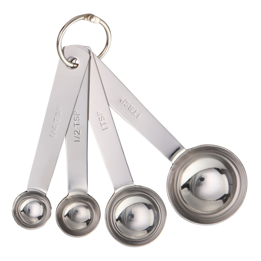 Ergonomic Manual Kitchen Stainless Steel 4-Piece Nesting Measuring Spoons Set, Stainless Steel Finish - Multi-Functional Manual Food Chopper & Slicer - Default Title
