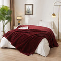 Reversible Sherpa Cozy Faux Fur Super Soft luxury Blanket, Full/Queen, Luscious Merlot - Luxury Knitted Decorative Throw Blanket with Fringes - Default Title