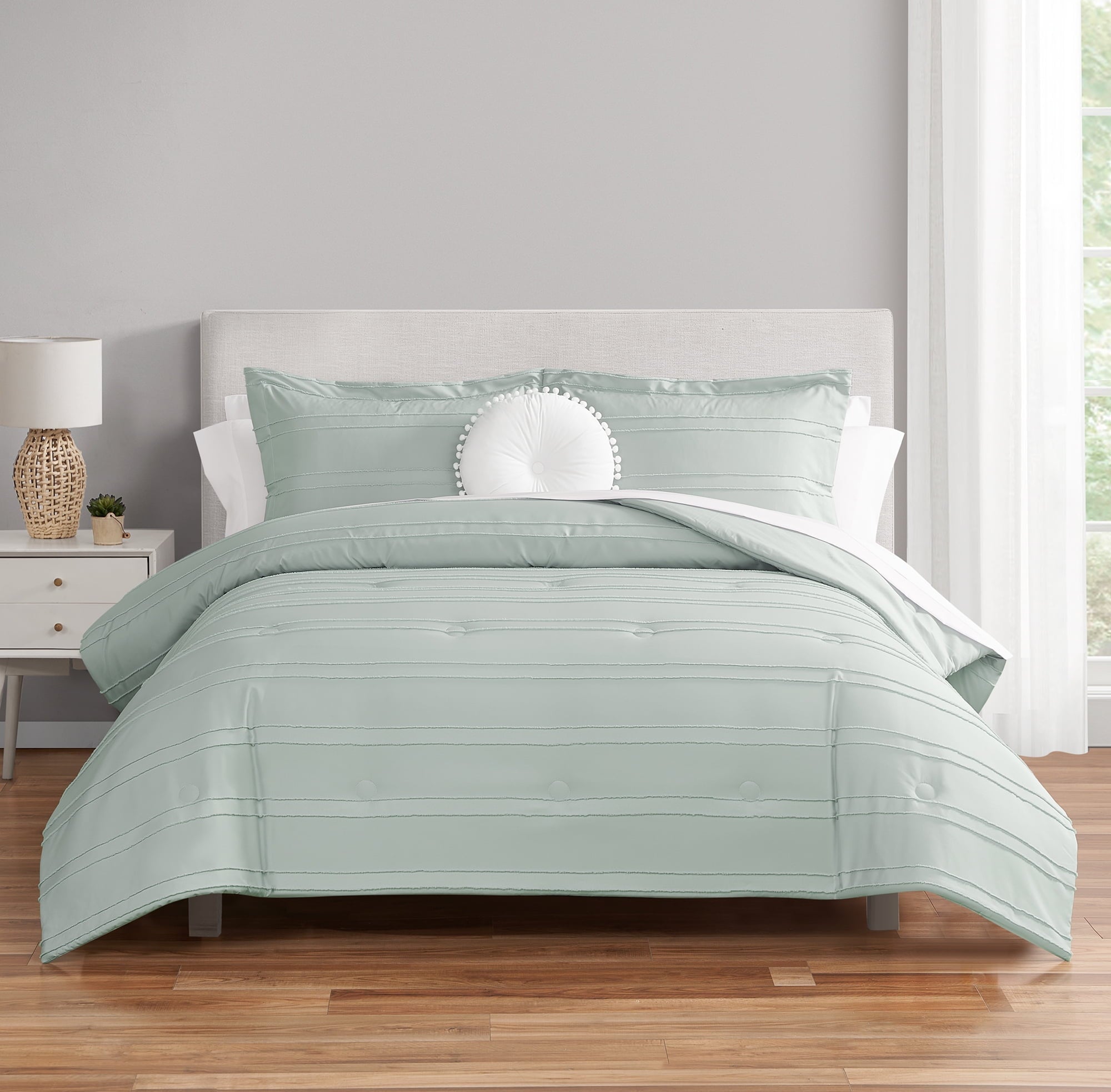 Luxurious Quilted Mint 10 Piece Bed in a Bag Comforter Set with Sheets, Queen - Luxurious Quilted Duvet Cover Set - Default Title