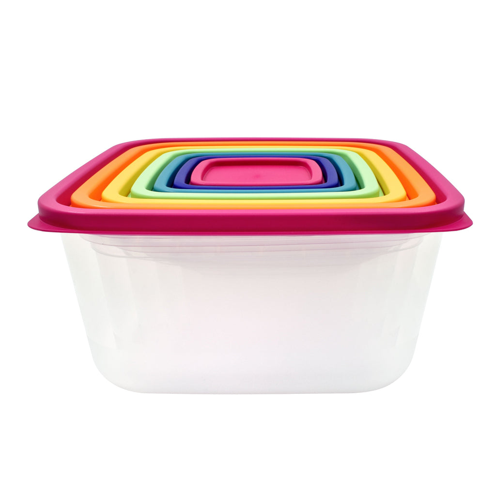 Deliciously Squishy Plastic Rainbow Food Storage Set, Multi Color, 14 Count, Best Used for Leftover Storage and Reheating - Fun Food Fidget Cookie Squishable Toy - Default Title