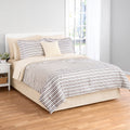 All-Season Soft Touch Bed in a Bag 11-Piece Reversible Tan & Black Striped Comforter Set with Sheets, Queen - Luxurious Quilted Duvet Cover Set - Default Title