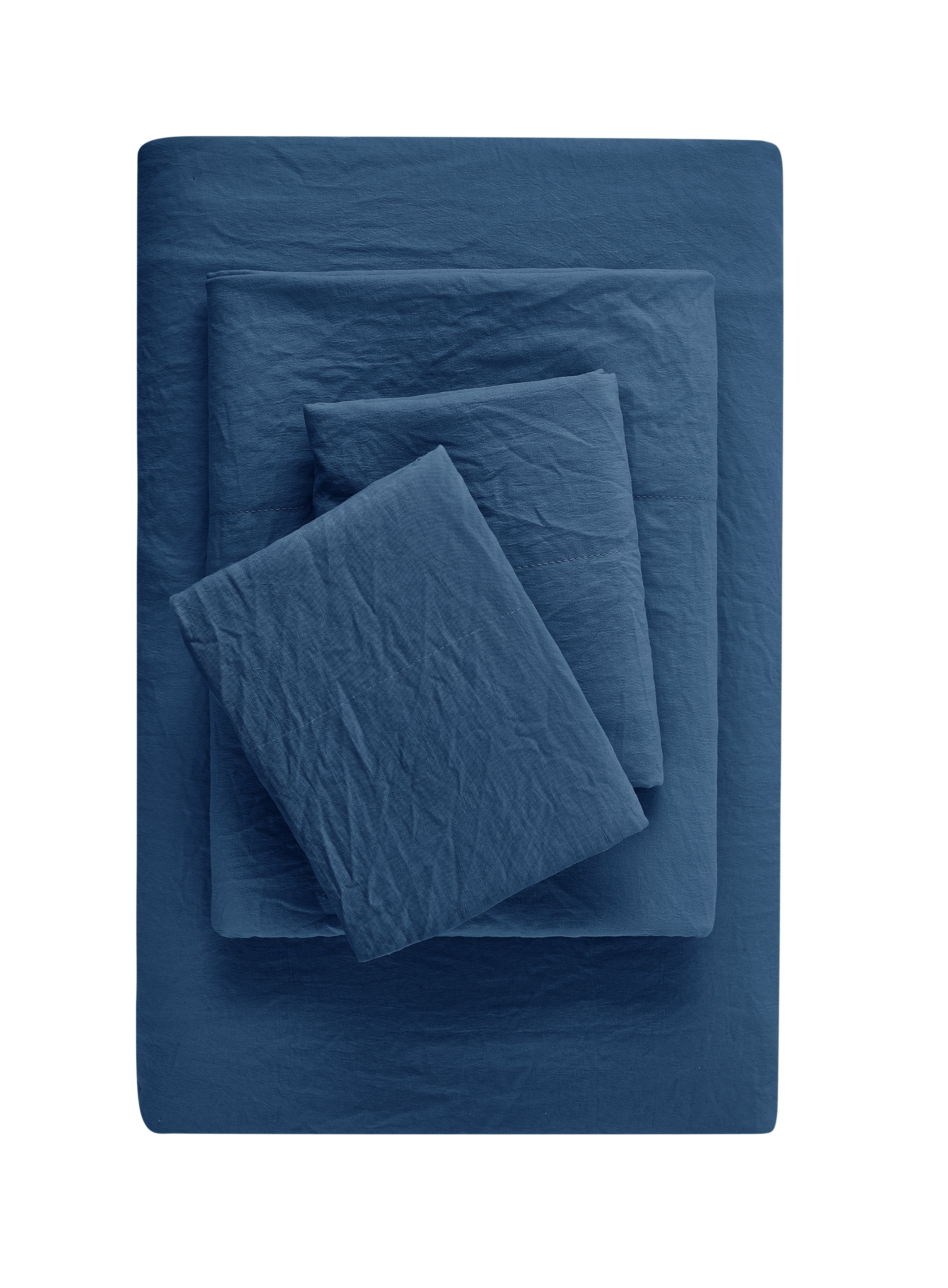 Wrinkle-Resistant Ultra Soft Microfiber Bed Sheet Set, Twin-XL, Indigo, 3 Piece - Luxury Bed Sheet Set with Deep Pockets - Default Title