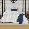 Luxurious Quilted Full/Queen Comforter Set, All-Season, 5-Piece, Blue Yarn Dyed Stripe - Cloud-Like Soft Lightweight Bed Comforter - Default Title