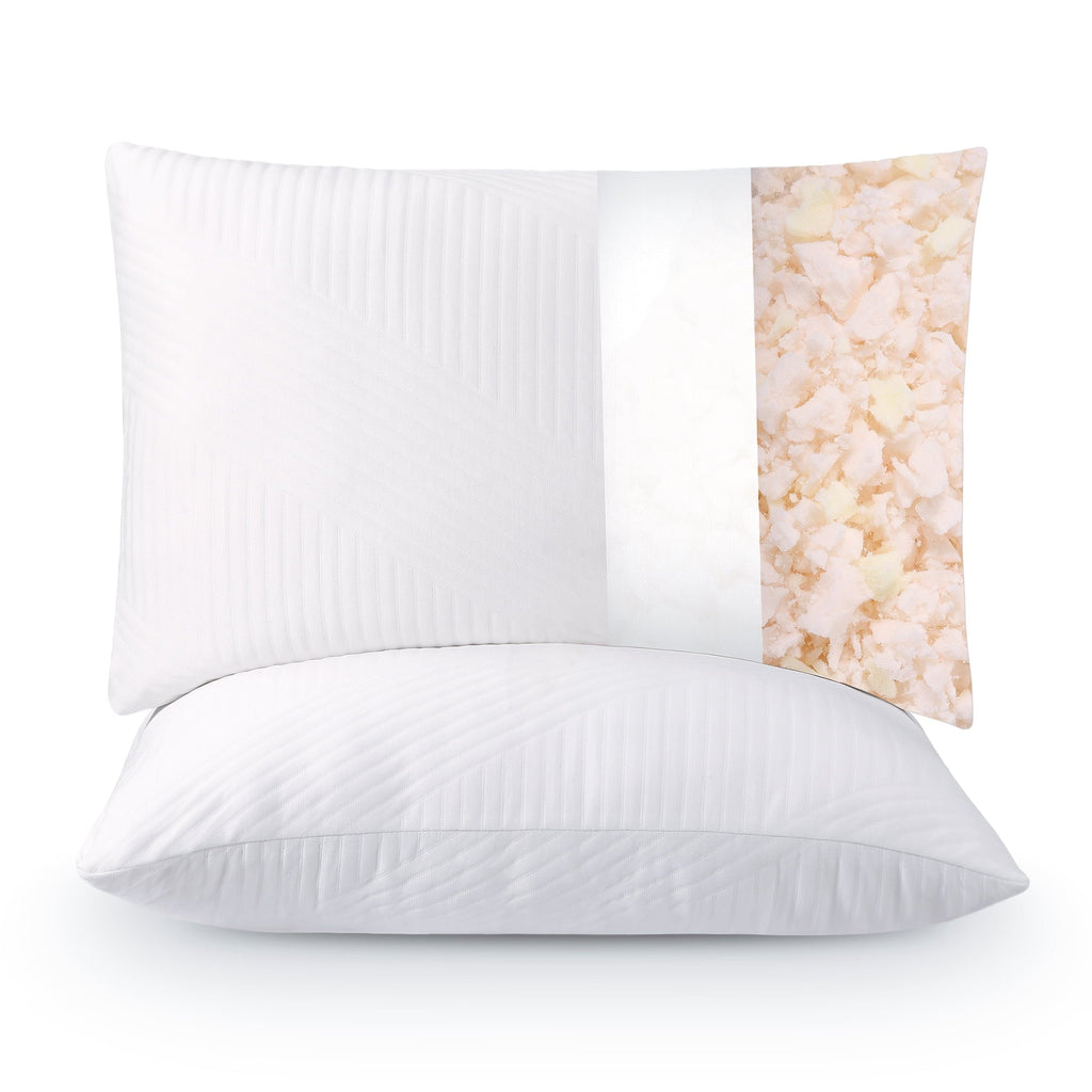Decorative Plump Shredded Memory Foam Pillow 2 Pack Pillow for Bed, Side, Back and Stomach Sleepers, CertiPUR-US Certified 28"x20" - Orthopedic Shredded Foam Bed Pillow Set - Default Title