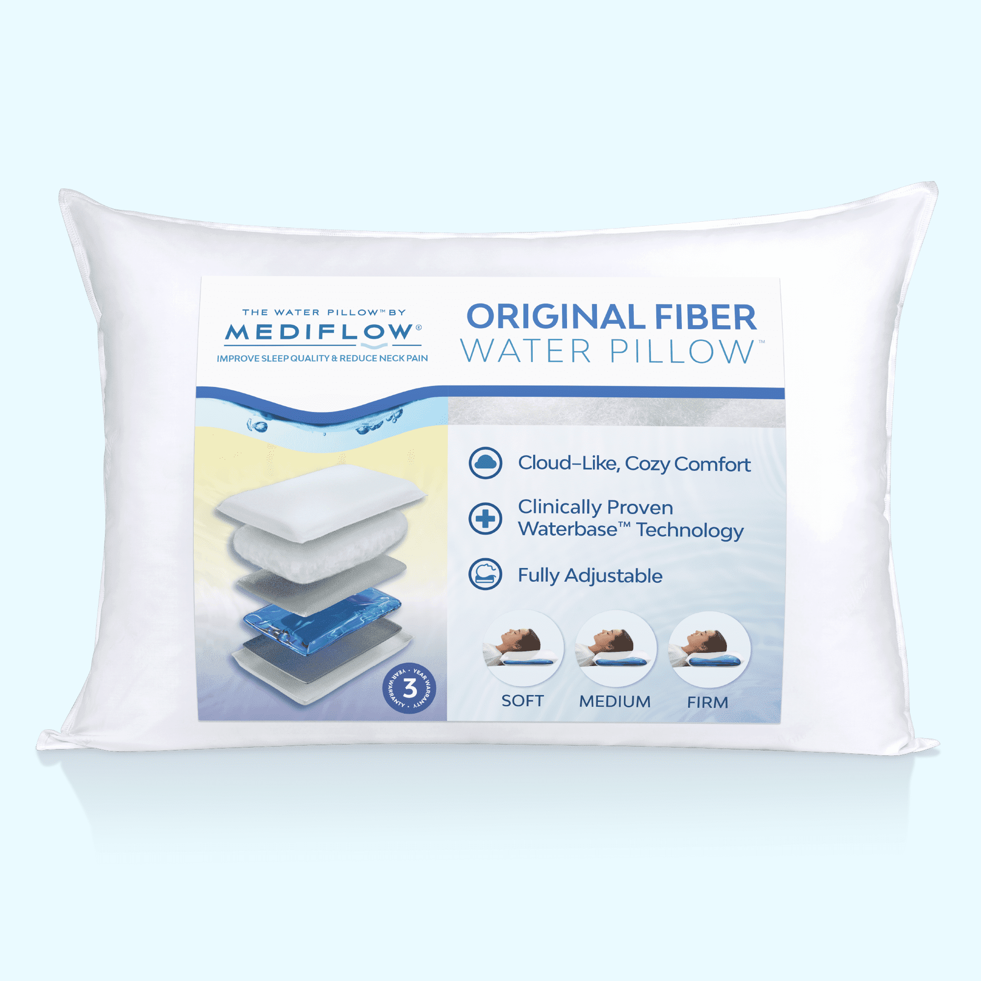 Hotel Collection Fiber Water Pillow: Adjustable Pillow for Neck Pain Relief, Pillow for Side, Back, and Stomach Sleepers, The Original... - Hotel Quality Plush Sleeping Pillows - Default Title