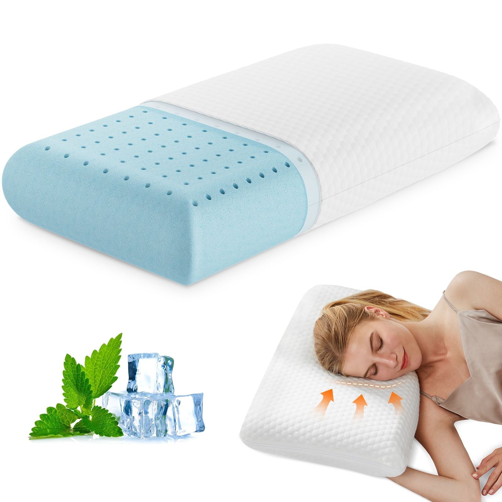 Orthopedic Support Memory Foam Pillow, Standard Size Pillows for Sleeping, Bed Pillow Soft and Comfortable, 1 Pack - Hotel Quality Plush Sleeping Pillows - Default Title