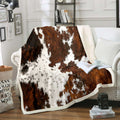 Decorative Knitted Milk Cow Print Throw Blanket for Bed Chair,Black Brown Cowhide Fleece Blanket 50"x60",Farmhouse Rustic Animal Skin We... - Lightweight Plush Warm Blanket for All Seasons - Default Title