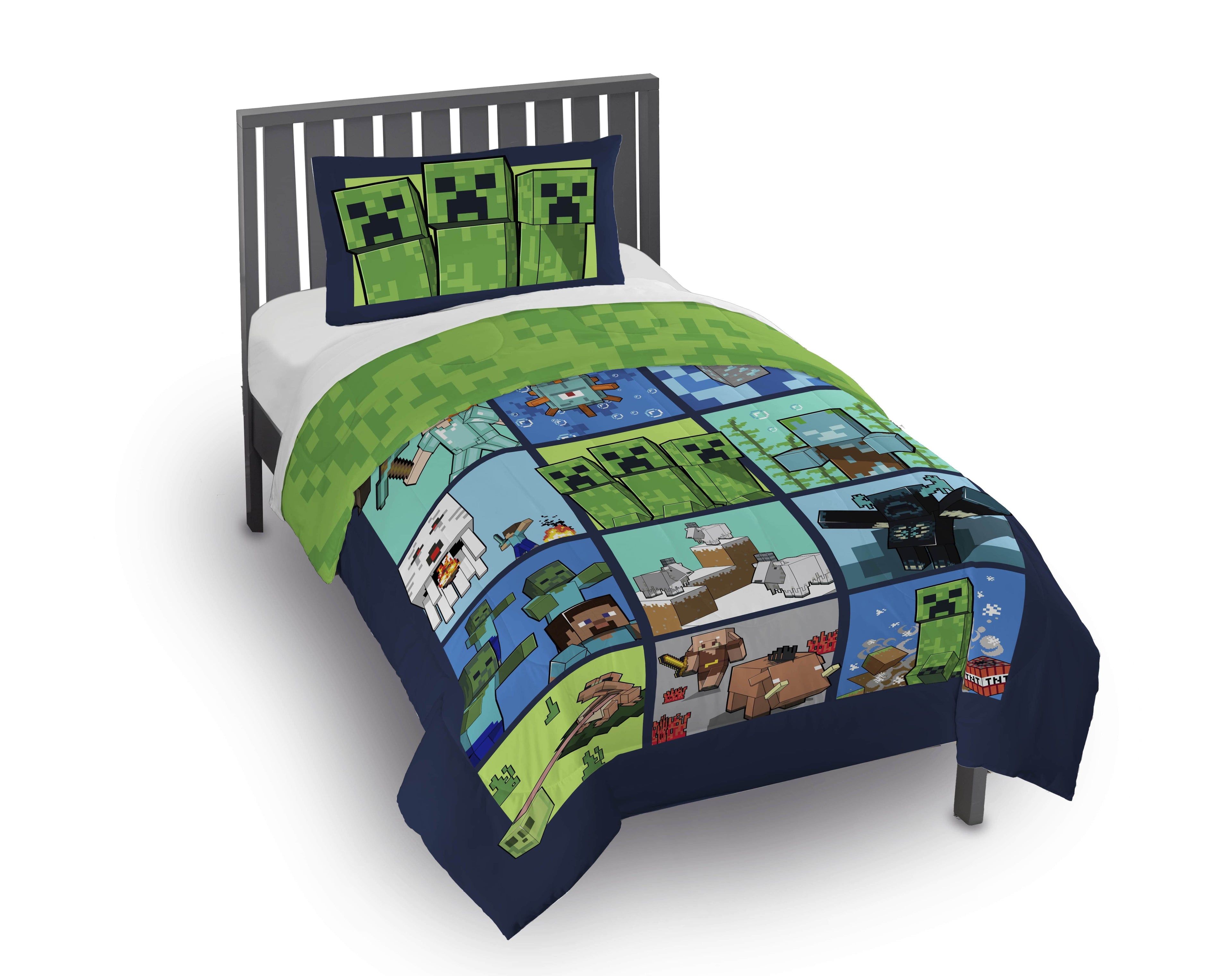 Luxurious Quilted Kids 2 Piece Green Reversible Comforter and Pillowcase Bedding Set, Twin/Full - Cloud-Like Soft Lightweight Bed Comforter - Default Title