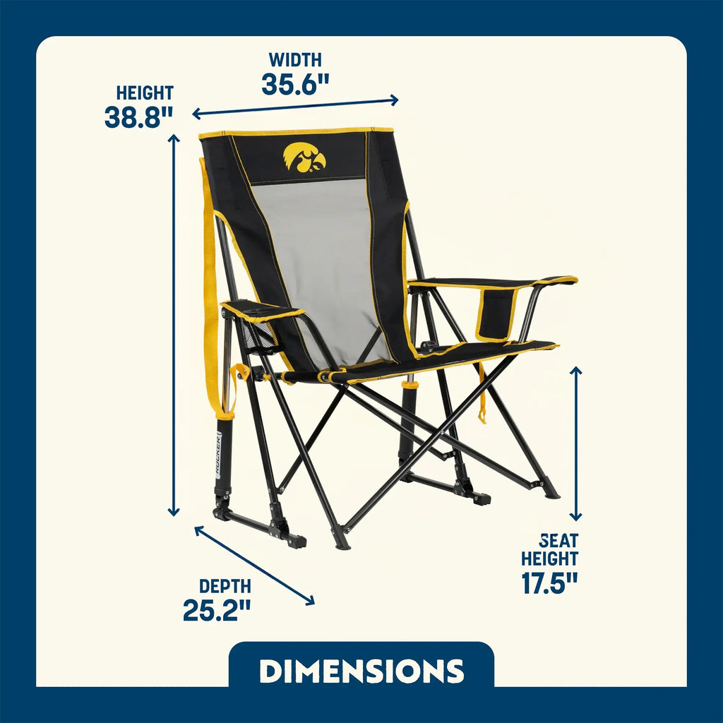 Patented Spring-Action College Comfort Pro Rocker - Iowa Hawkeyes - Choice 249 - Freestyle Rocker Portable Outdoor Folding Chair Detail