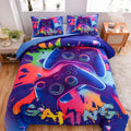 Fluffy Down Alternative Purple Queen Gaming Comforter Sets for Boys Kids Bedding Sets Colorful Games Console Gamer Quilt Set - All-Season Down Alternative Comforter Insert - Default Title