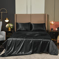 Premium Egyptian Cotton Satin Sheets Full Black Luxury Silky Bed Sheets 1800 Microfiber Sheet Set 4 Pcs - Luxury Bed Sheet Set with Deep Pockets - Default Title