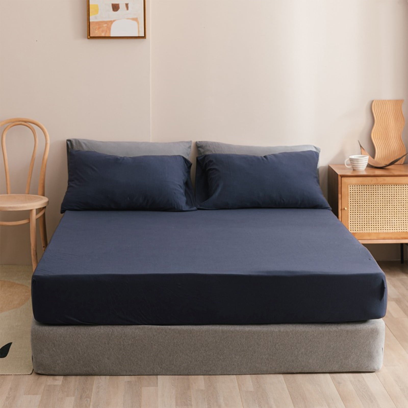 Wrinkle-Resistant Bed Sheet, Queen Size - Deep Pocket Soft Wrinkle and Fade Resistant - Breathable Egyptian Cotton Flat & Fitted Sheets - Default Title