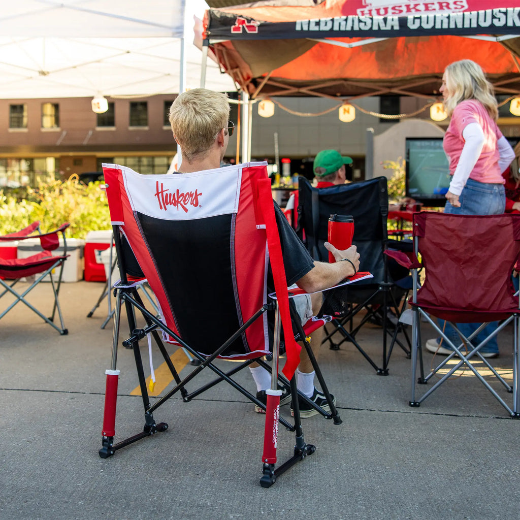 Smooth Motion College Comfort Pro Rocker - Nebraska Cornhuskers - Choice 161 - RoadTrip Rocker Smooth Motion Camp Chair Detail