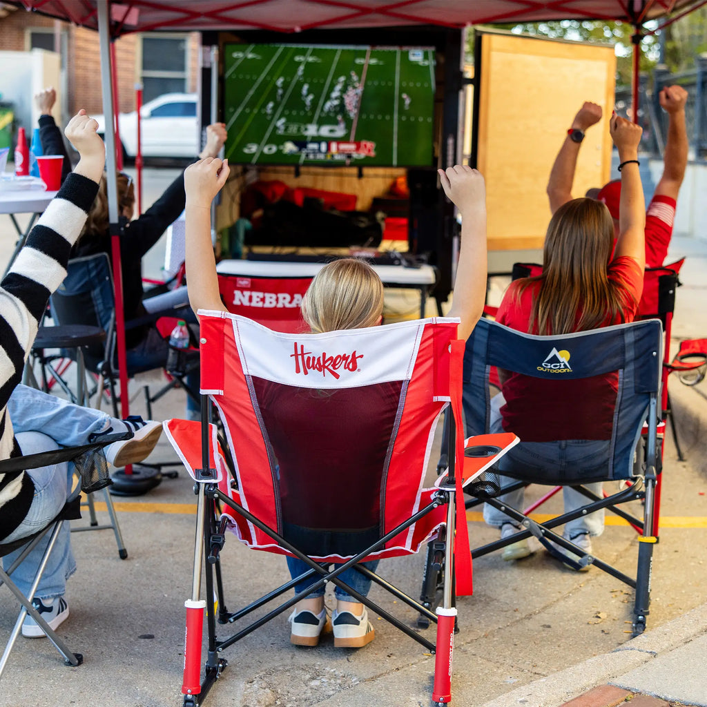 Smooth Motion College Comfort Pro Rocker - Nebraska Cornhuskers - Choice 161 - RoadTrip Rocker Smooth Motion Camp Chair Detail