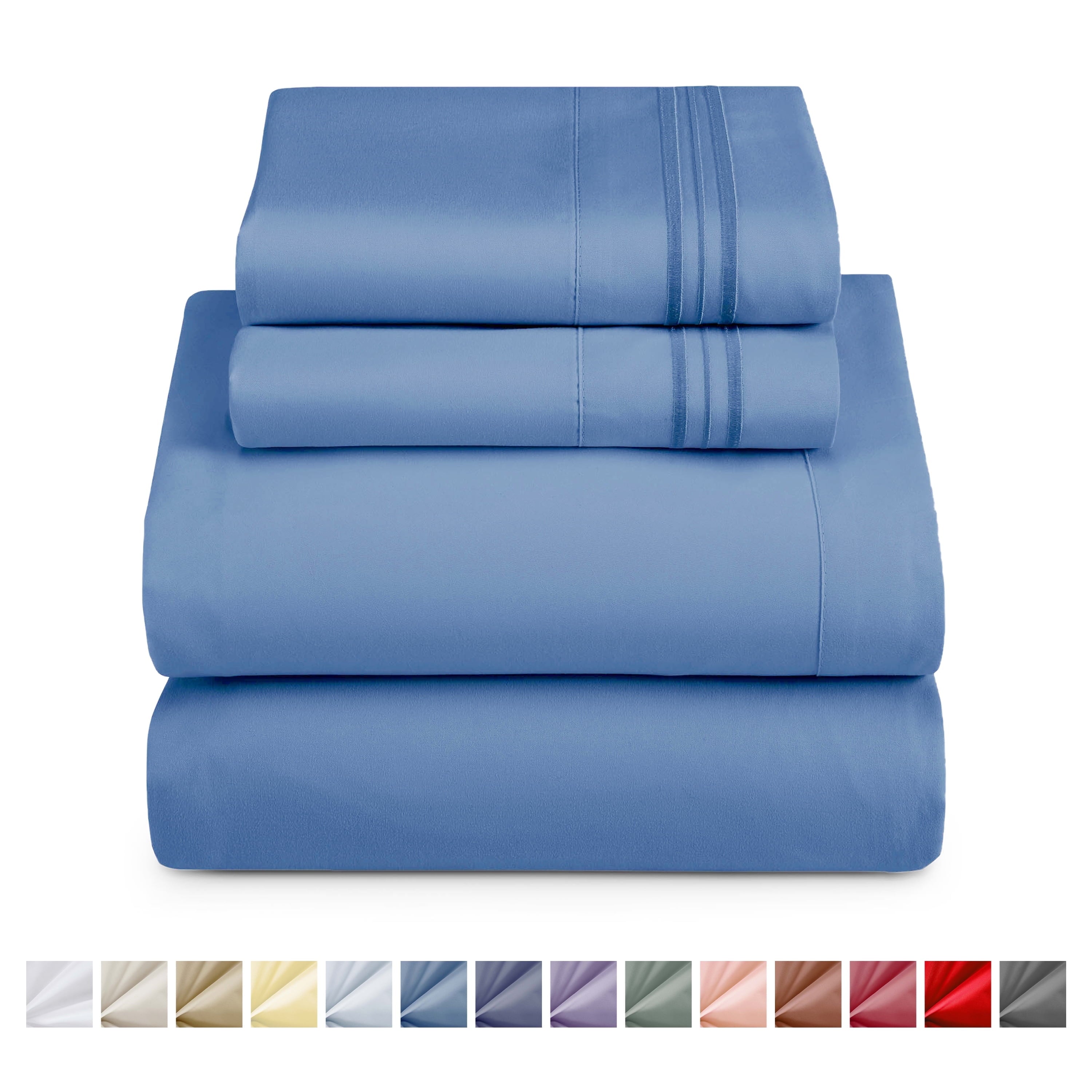 Premium Egyptian Cotton Split King Sheet Sets, Deep Pocket 5 Piece, Luxury Soft Microfiber Bed Sheet Sets, BLUE HEAVEN - Luxury Bed Sheet Set with Deep Pockets - Default Title